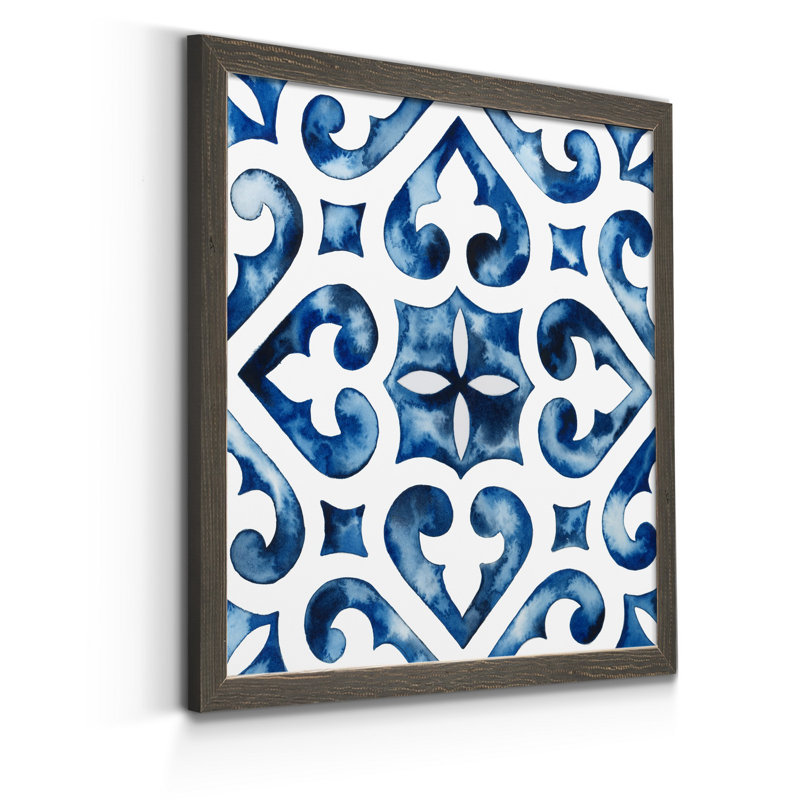 Cobalt tiles VI-reproduction d’art sur toile encadrée, H 17 po x l 17 po x P 1,5 po, Encadré gris