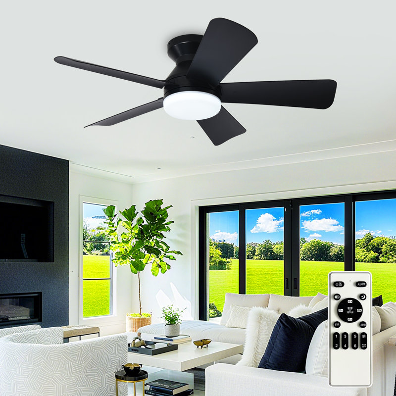 Ventilateur de plafond encastré à profil bas Depuley, Noir, 35 po de largeur, Noir
