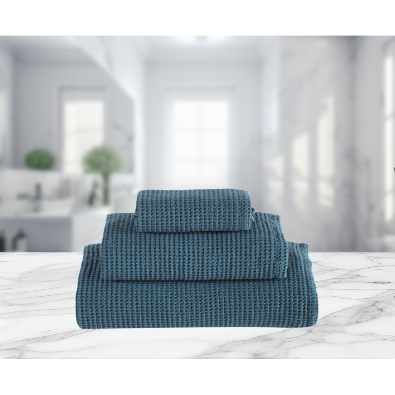 Mosche Turkish Cotton Waffle Mulit-Size Set, Blue Stone