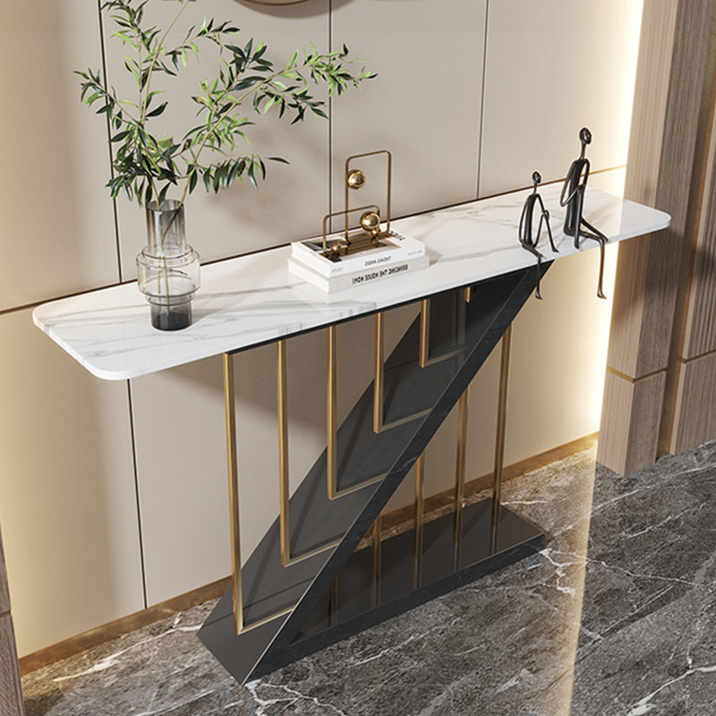 Modern light luxury simple console table, 33.5" H x 55.1" W x 13.8" D, White