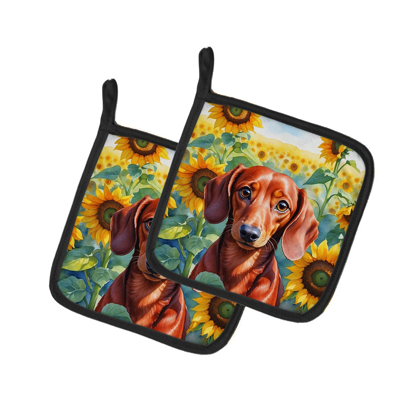 Caroline's Treasures In Sunflowers Floral Polyester Potholder Set