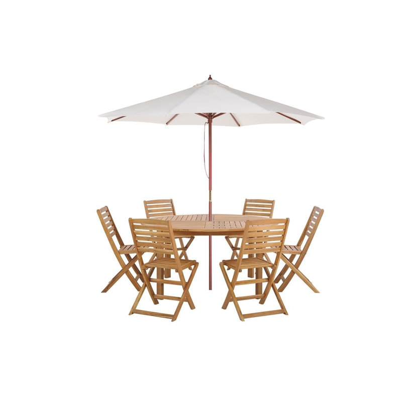 Cahill 6 - Person Acacia Patio Dining Set with Round Table