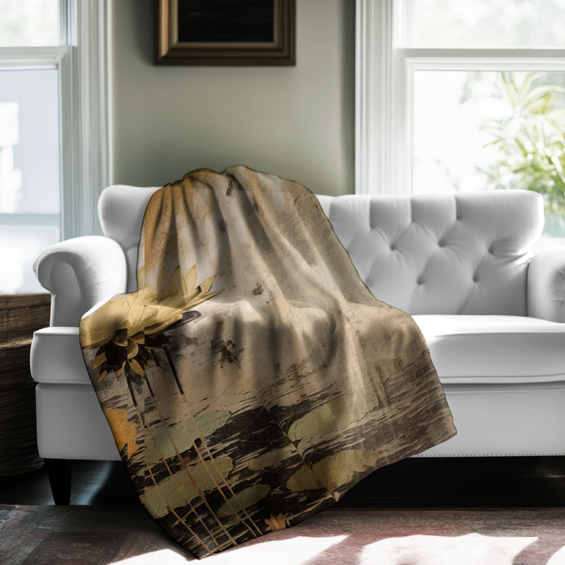 Jeté Edgy Lotus Blooms - 1 pièce Sherpa Premium, L 60 po x L 80 po