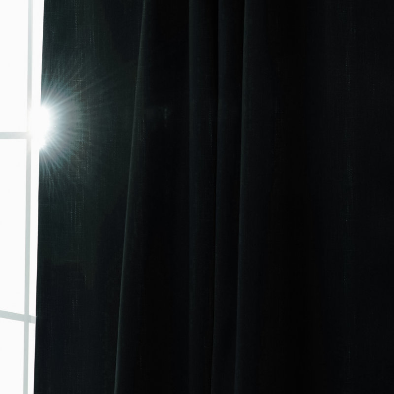 Textured Faux Linen Woven Rod Pocket And Backtab Blackout Curtains, Green