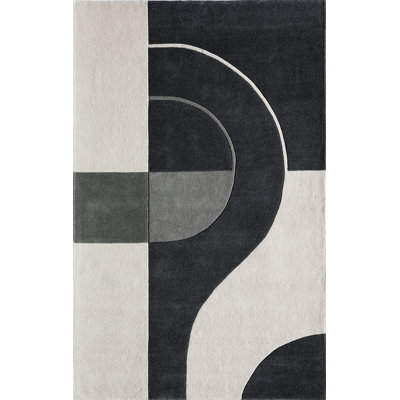 Tapis noir en laine touffeté à la main Cobos Absrtact