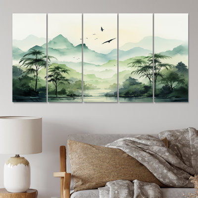 Tranquil Oasis I - Countryside Wall Art Living Room - 5 Equal Panels