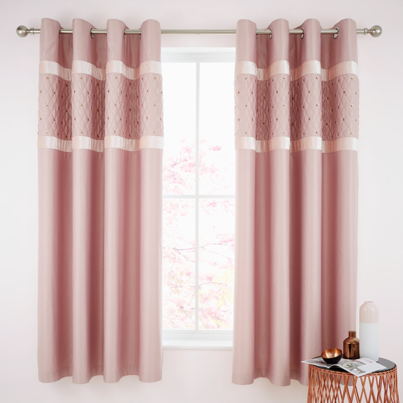 Sequin Cluster Lined Eyelet Curtains, 168 W x 183 D cm, Duck Egg