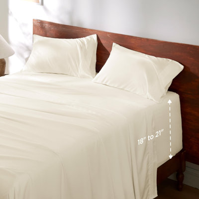 Bedsure Deep Pocket Sheet Set - Fits Mattresses Up to 21 Inches Thick -  GentleSoft Bed Sheet set, Moisture Wicking, Soft & Cooling Bed Sheet & Pillowcases, Easy & Secure Fit