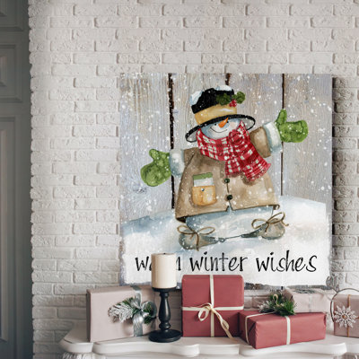 Reproduction d’art sur toile tendue bonhomme de neige Winter