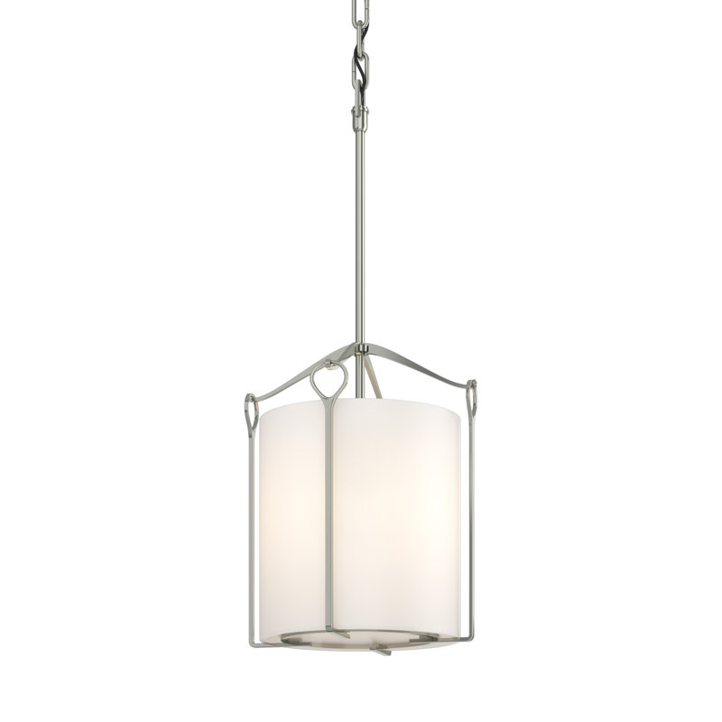 Luminaire suspendu cylindrique à 1 lumière Bow, Opale, Argenté