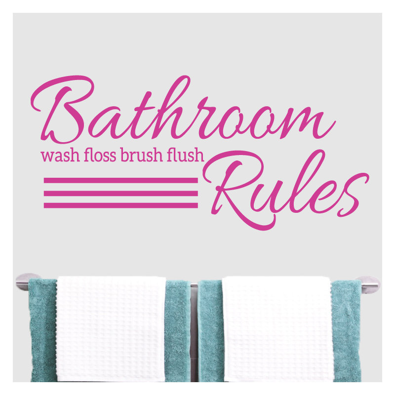 Décalcomanie murale règles de salle de bain, Rose vif