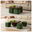 Table basse avec rangement pour 4 sièges, tables basses de style Mid-Century avec 4 repose-pieds en chenille, table centrale
