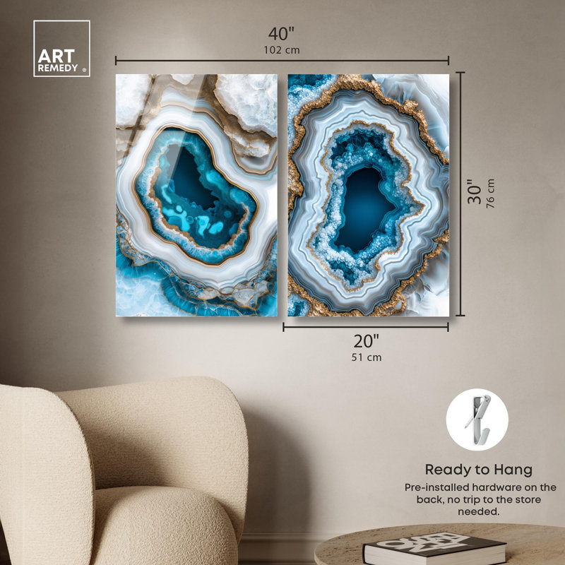 Ensemble de décorations murales en acrylique « Gilded Geode Eyes » par Art Remedy, prêt à  accrocher, 10 x 15