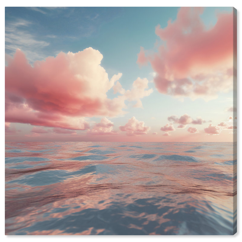 «Nature and Landscape Clear Sky Blush Clouds Coastal Pink», reproduction d'art sur toile
