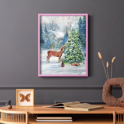 Reproduction encadrée Winter Gathering - bois massif