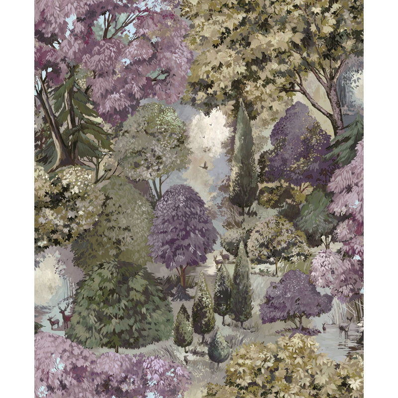 Papier peint texturé non tissé Mulberry Pi., Mauve / Vert
