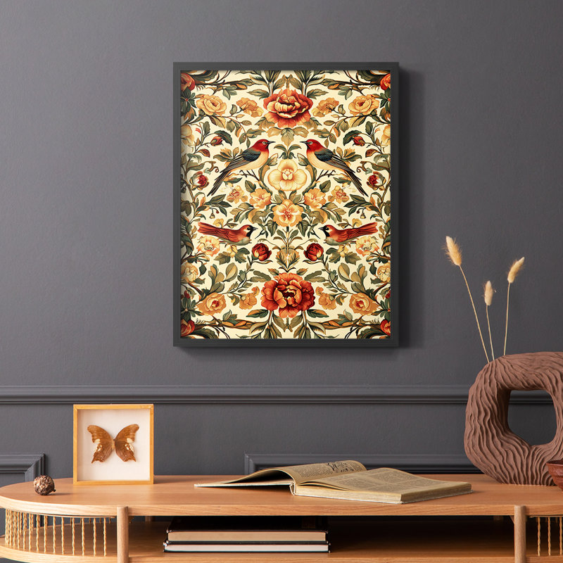 WM MORRIS Series CDLXXII  -Premium Framed Print -Ready to Hang - No Nails Required, 29" H x 23" W, Black