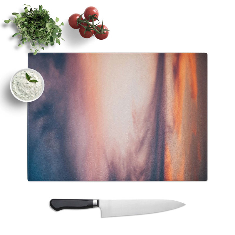 Tempered Glass Movement of Clouds Chopping Board, 39 cm W x 28.5 cm L