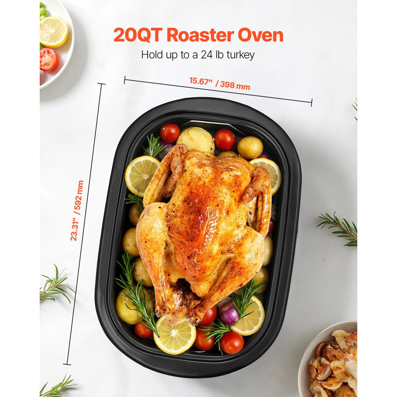 20qt Electric Roaster Oven With Self-basting Lid – 1450w Turkey Oven Fits Up To 24 Lbs, Adjustable Temperature 150°f-450°f, Defrost & Warm Functions, Fast-cooking Roasting Pan For Home
