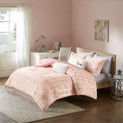 Comforter Set Twin Size, Twin/Twin XL Metallic Printed With Antimicrobial Protection & Soft Microfiber Fabric For Cozy & Stylish Bedrooms