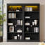 Suite de bibliothèque de 83 po de hauteur avec bande lumineuse, ensemble de bibliothèque à 5 niveaux avec tablettes réglables, organisateur de rangement, étagères de rangement autoportantes pour salon, bureau personnel, noir-1697695201-1697695210