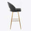 Tabouret de bar à hauteur fixe en métal doré et similicuir noir avec repose-pieds carré - ensemble de 2-2132781199
