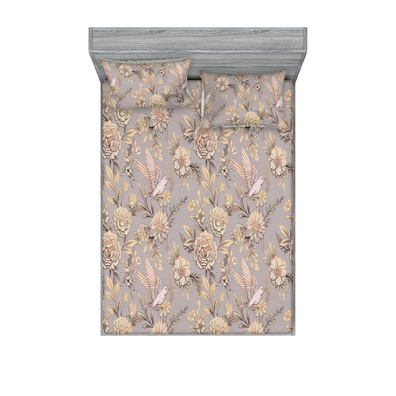 Drap-housse et taies décoratives 3 pièces Ambesonne, Ensemble de draps pour lit double avec 2 taies d'o