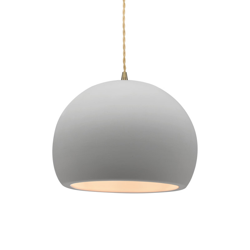 Luminaire suspendu à 1 lumière Aschwin, H 7,75 po x l 10 po x P 10 po, Bisque, Laiton antique
