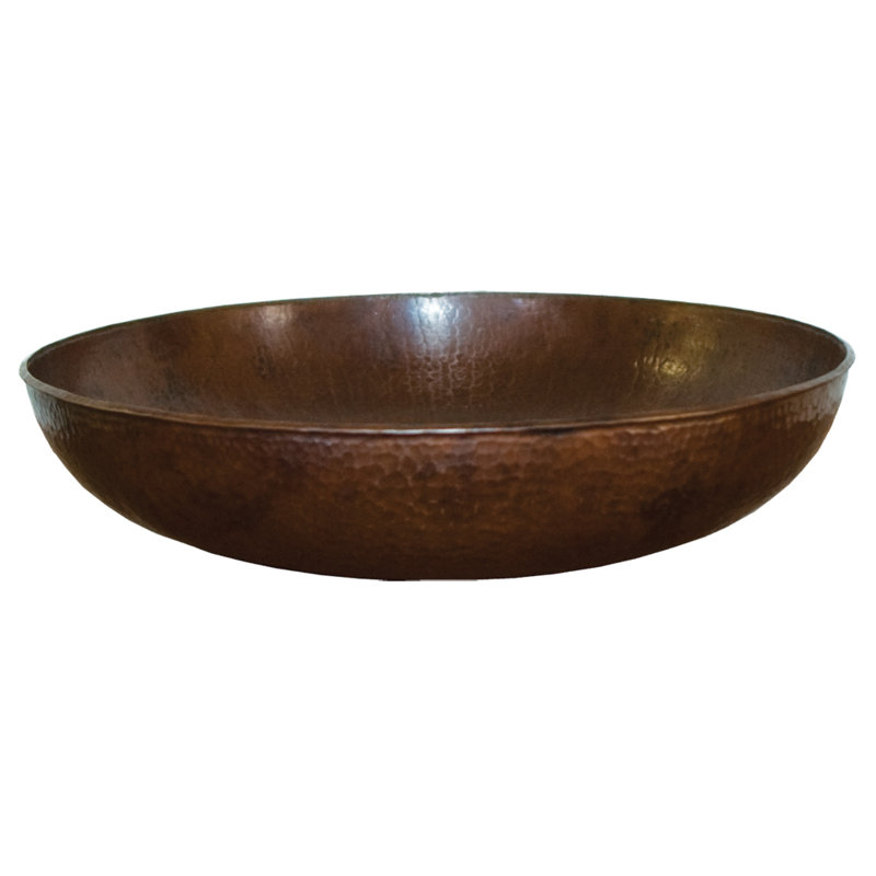 Maestro Copper Circular Vessel Bathroom Sink, Antique Copper