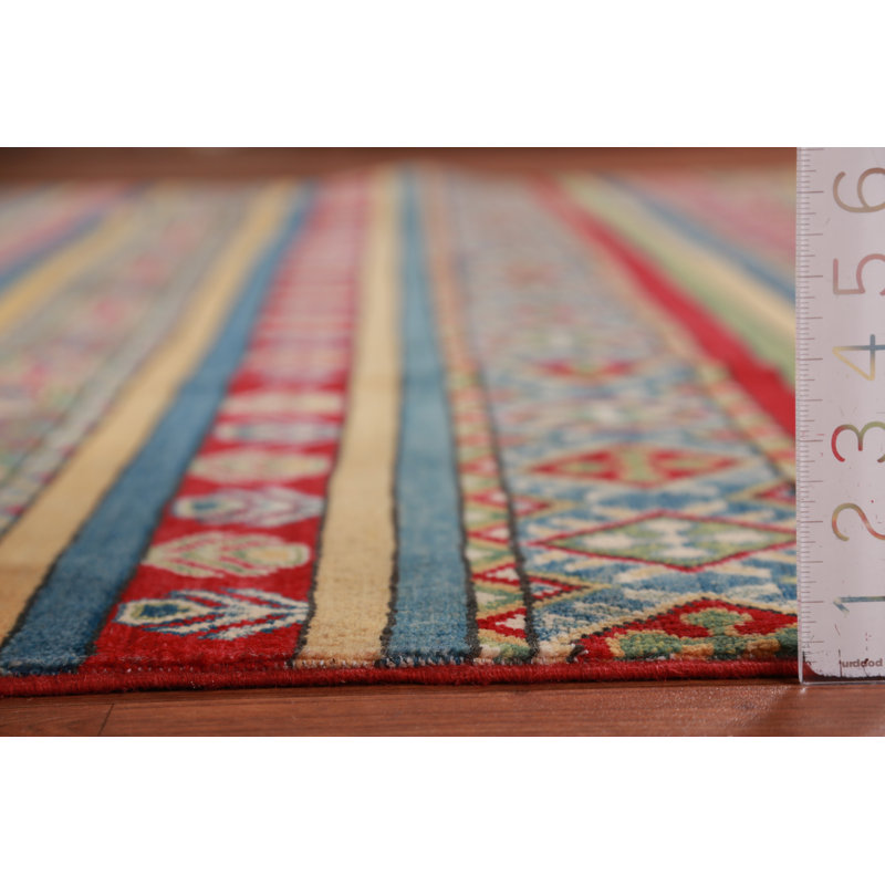 Tapis oriental en laine rayé Kazak