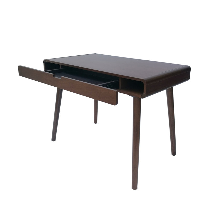 Mid-Century 2-Drawer Writing Desk, Medium Brown