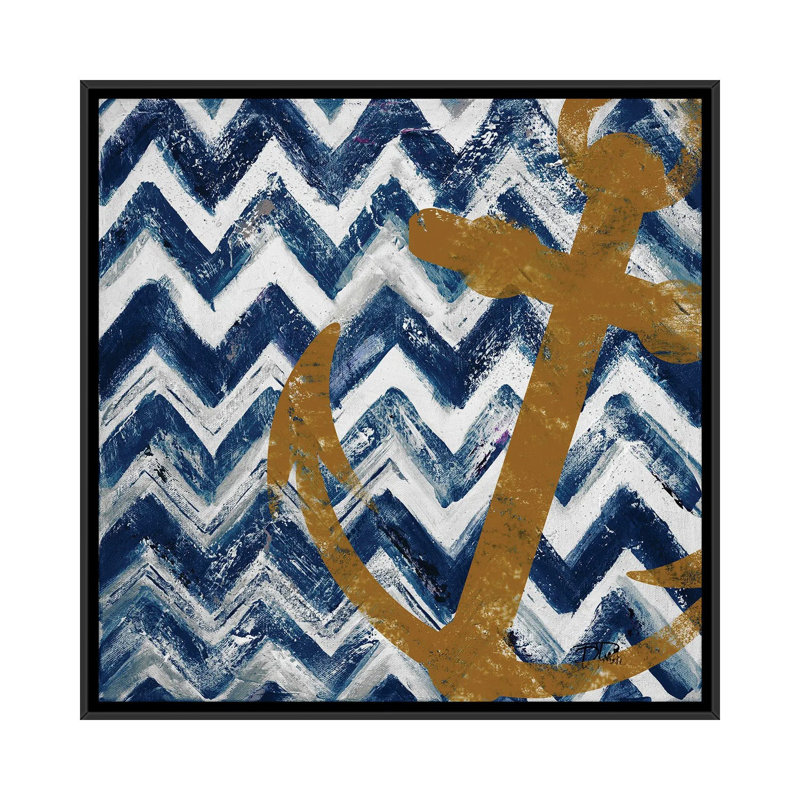 "Nautical Chevron I" par Patricia Pinto, reproduction d’art, Pas de tapis, H 37 po x l 37 po x P 1,5 po