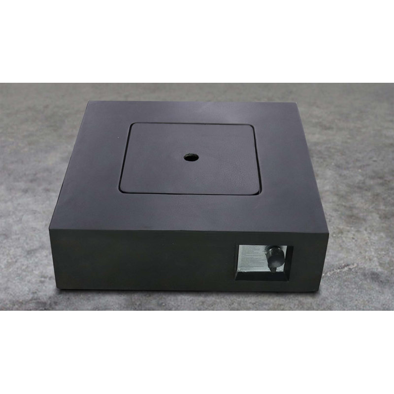 Hartwin Square Concrete Smokeless Fire Pit Table with Lid, Charcoal