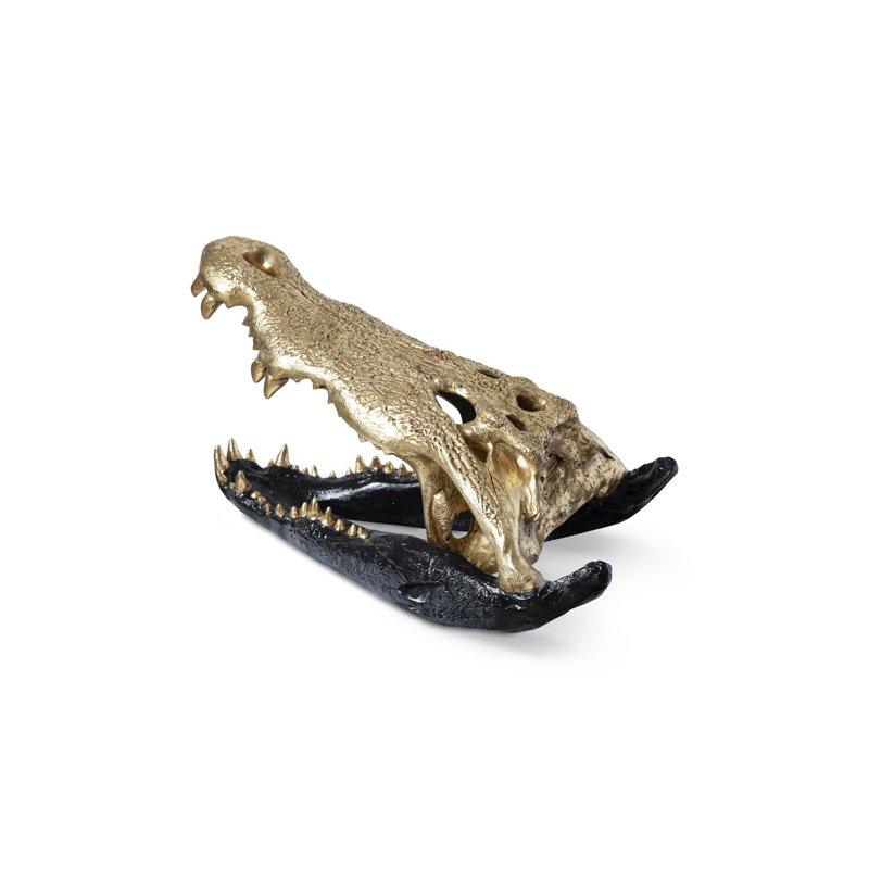 Dimensional Crocodile Skull, Gold, Black