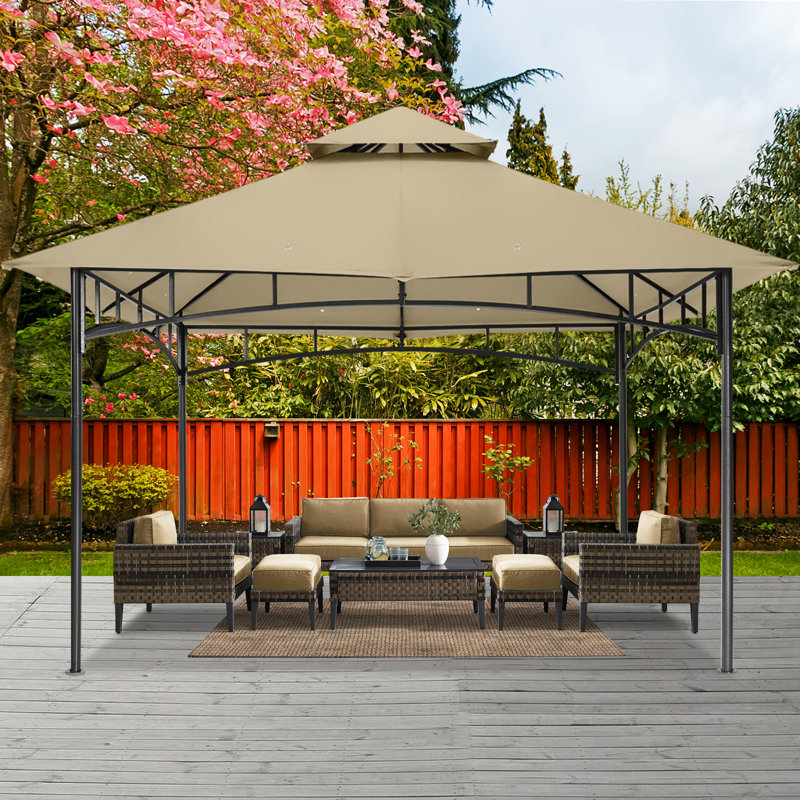 MASTERCANOPY steel garden pavilion, Beige, 9 pi x 9 pi