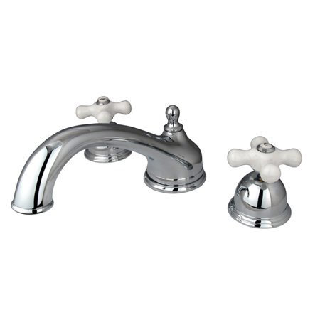 Double Handle Deck Mounted Roman Tub Faucet, Polished Chrome