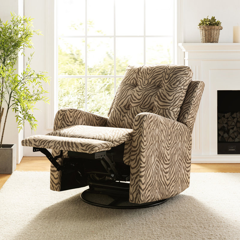Prescot 26.77" W Pocket Spring Tufted Manual Swivel Rocker Recliner , Tan 100% Polyester
