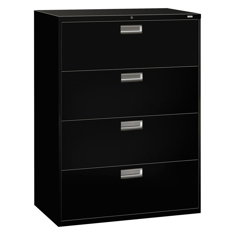 600 Series 4-Drawer Lateral Filing Cabinet, Black