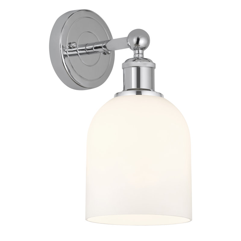 Allysson Steel Armed Sconce, Glossy White, Polished Chrome