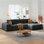 Modular Block L-Shaped Sectional Sofa, Convertible Cloud Floor Couch, High Resilience Foam