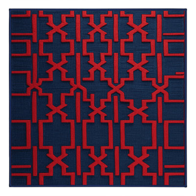 Machine Washable Trellis Blue Area Rug