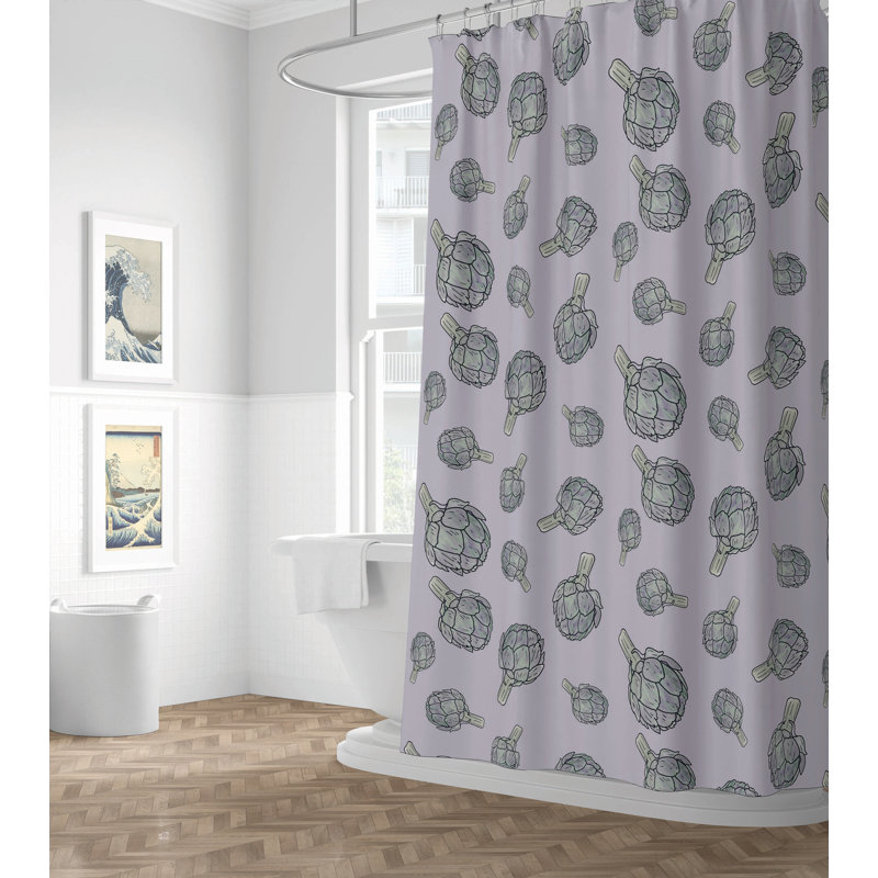 Summer Lemon Ultra-Thin Lightweight Shower Curtain, Lavender Floral