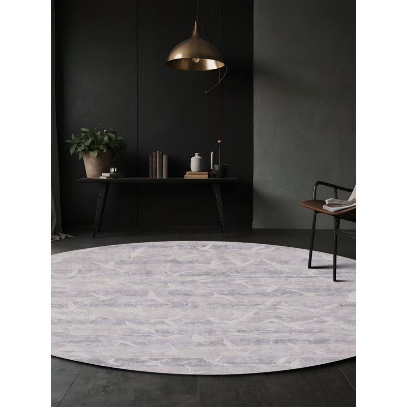 Tapis beige lavable à la machine, Rond 7 pi