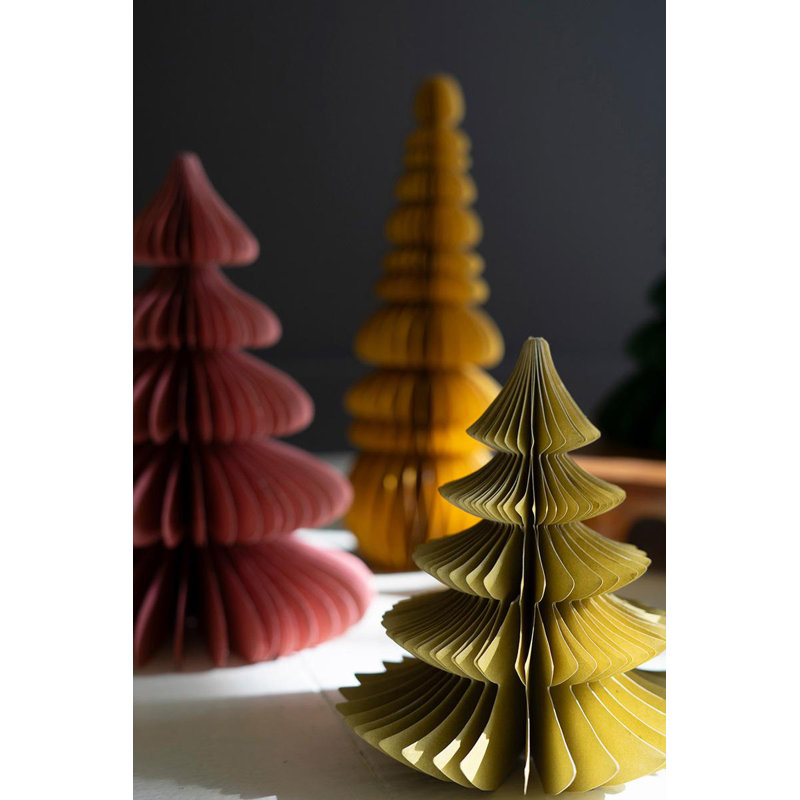SET OF SIX PAPER JEWEL TONE ACCORDIAN CHRISTMAS TREES - ONE EACH COLOR