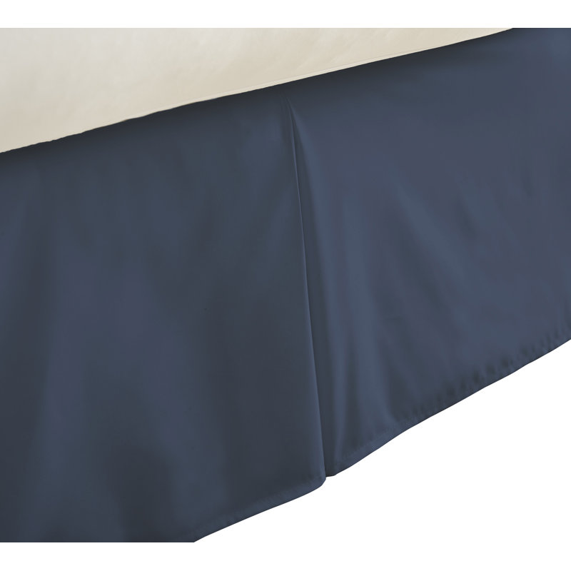 Navy Twin Pleated Cotton Polyester Bed Skirt