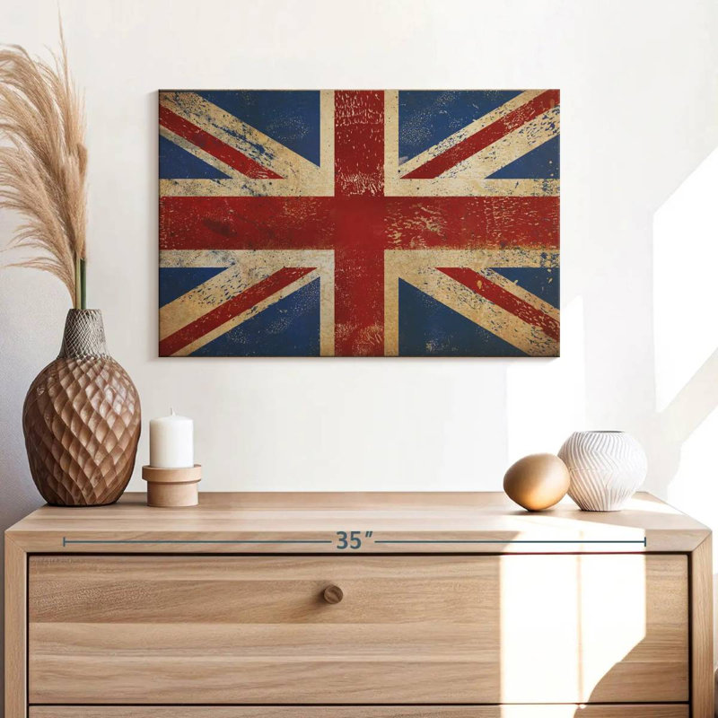 Borges Grunge Union Jack, 16" H x 24" W