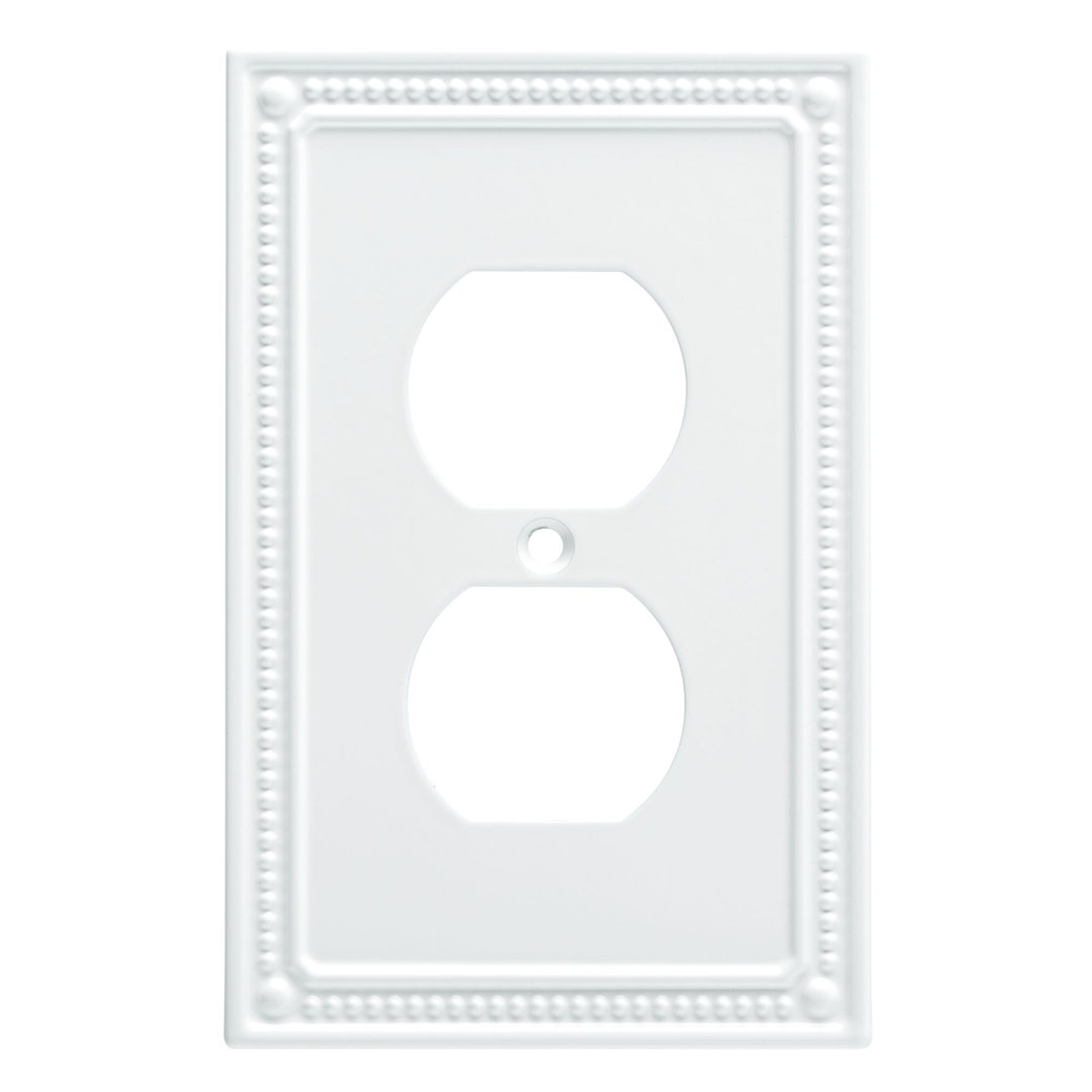 Classic Beaded 1-Gang Duplex Outlet Wall Plate (Set of 3) Franklin Brass Finish: Pure White