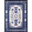 Tapis carré blanc en laine à motif floral noué à la main blanc et bleu