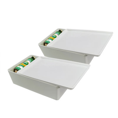 2PK Plastic Storage Bin With Lid Stackable Containers White Small Storage Basket Organizer Bins For Organizing Office, Classroom, Pantry, Shelves, Vit