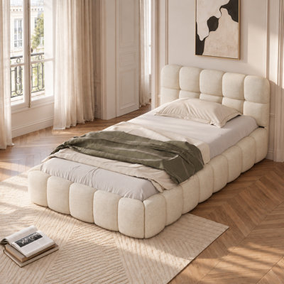Upholstered Double Bed with Unique Mattress Design